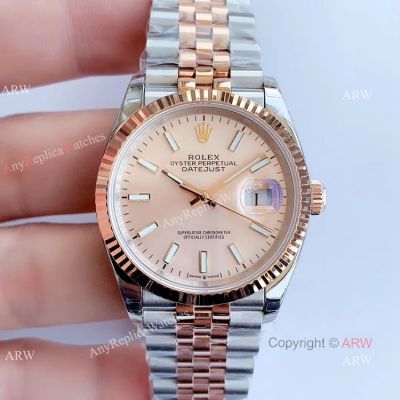 Replica Rolex Oyster Perpetual Datejust Salmon Dial Jubilee Watch 36mm